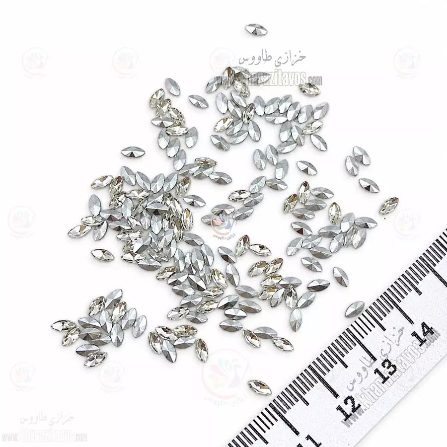 مارکیز چشمی سنگی ( نقره ای ) 2 در 4 بسته 50 عددی