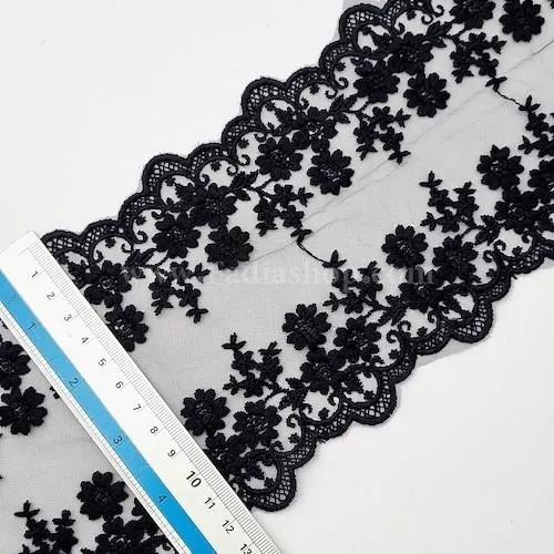 ارگانزا 13 گل دار مشکی X126H