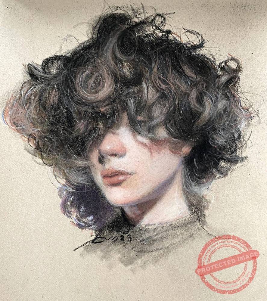 Portrait of a girl with curly hair - Iranian Art Holding