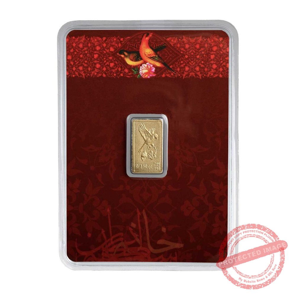 Gold bar embossed with flowers and nightingales (150 whistles) - Iranian Art Holding