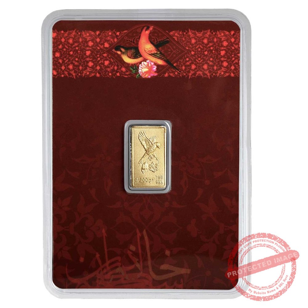 Gold bar embossed with flowers and nightingales (200 whistles) - Iranian Art Holding