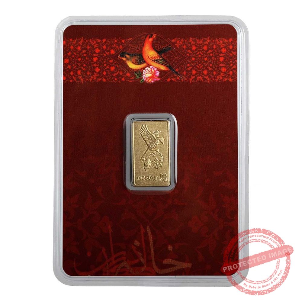 Gold bar embossed with flowers and nightingale (250 whistles) - Iranian Art Holding