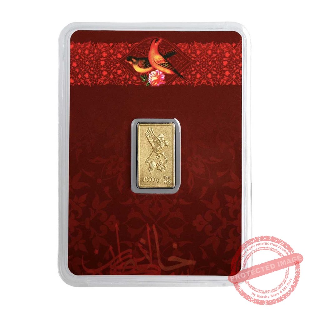 Gold bar embossed with flowers and nightingales (300 whistles) - Iranian Art Holding