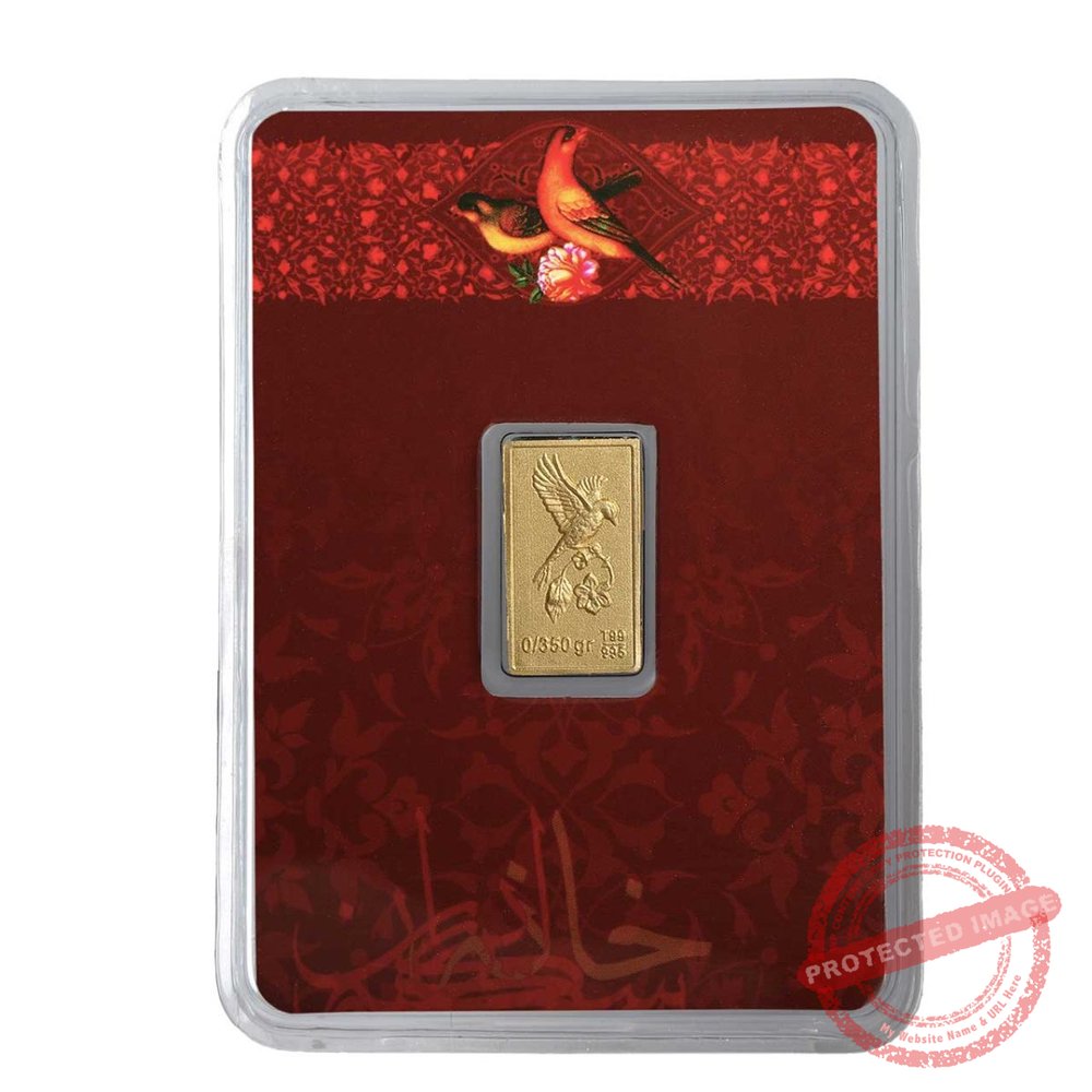 Gold bar embossed with flowers and nightingales (350 whistles) - Iranian Art Holding
