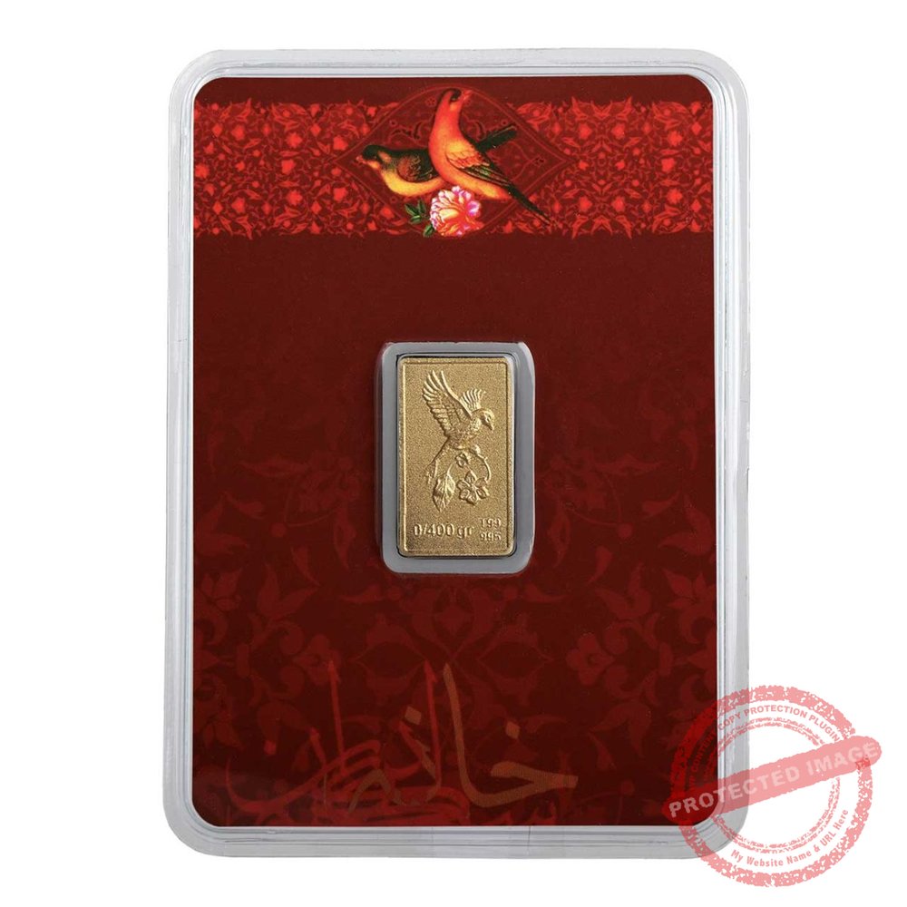 Gold bar embossed with flowers and nightingales (400 whistles) - Iranian Art Holding