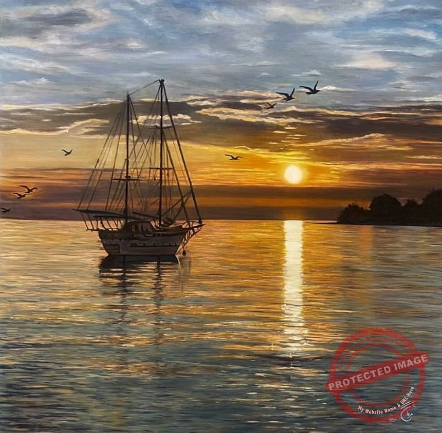 Beautiful sunset painting (original) - Iranian Art Holding