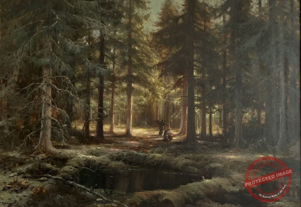 Morning forest landscape painting - Iranian Art Holding