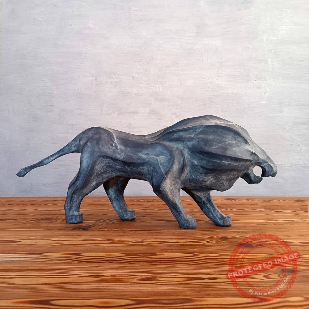 Papier mache statue of a male lion - Iranian Art Holding