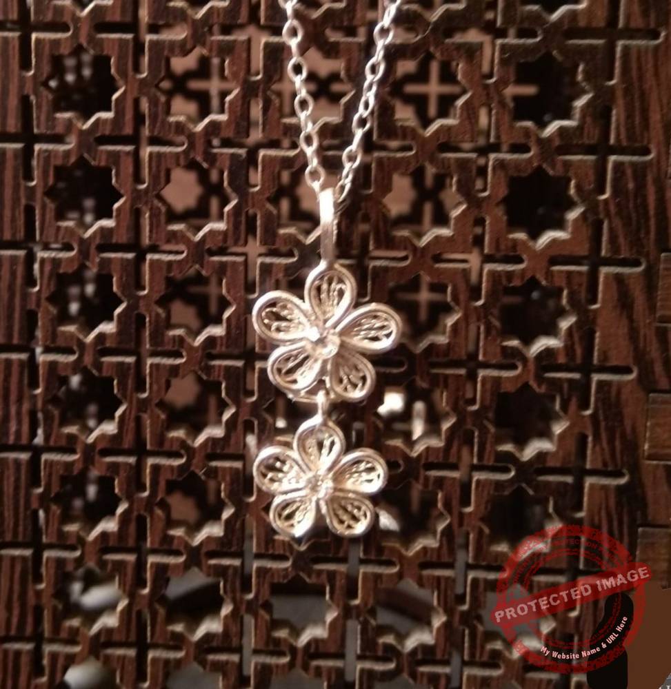 Silver pendant with double flower tapestry technique - Iranian Art Holding