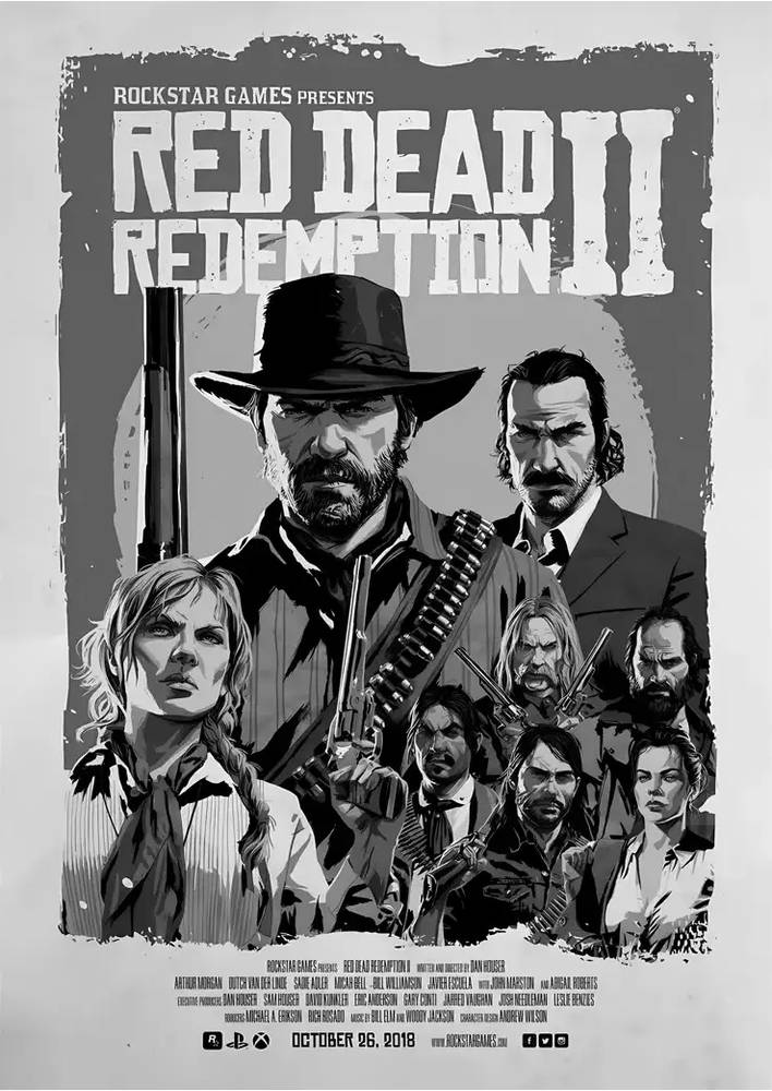متال پوستر بازی Red Dead Redemption کد N606
