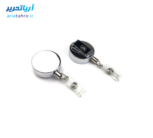 گیره طلق کارت سینه قرقره ای نقره ای
