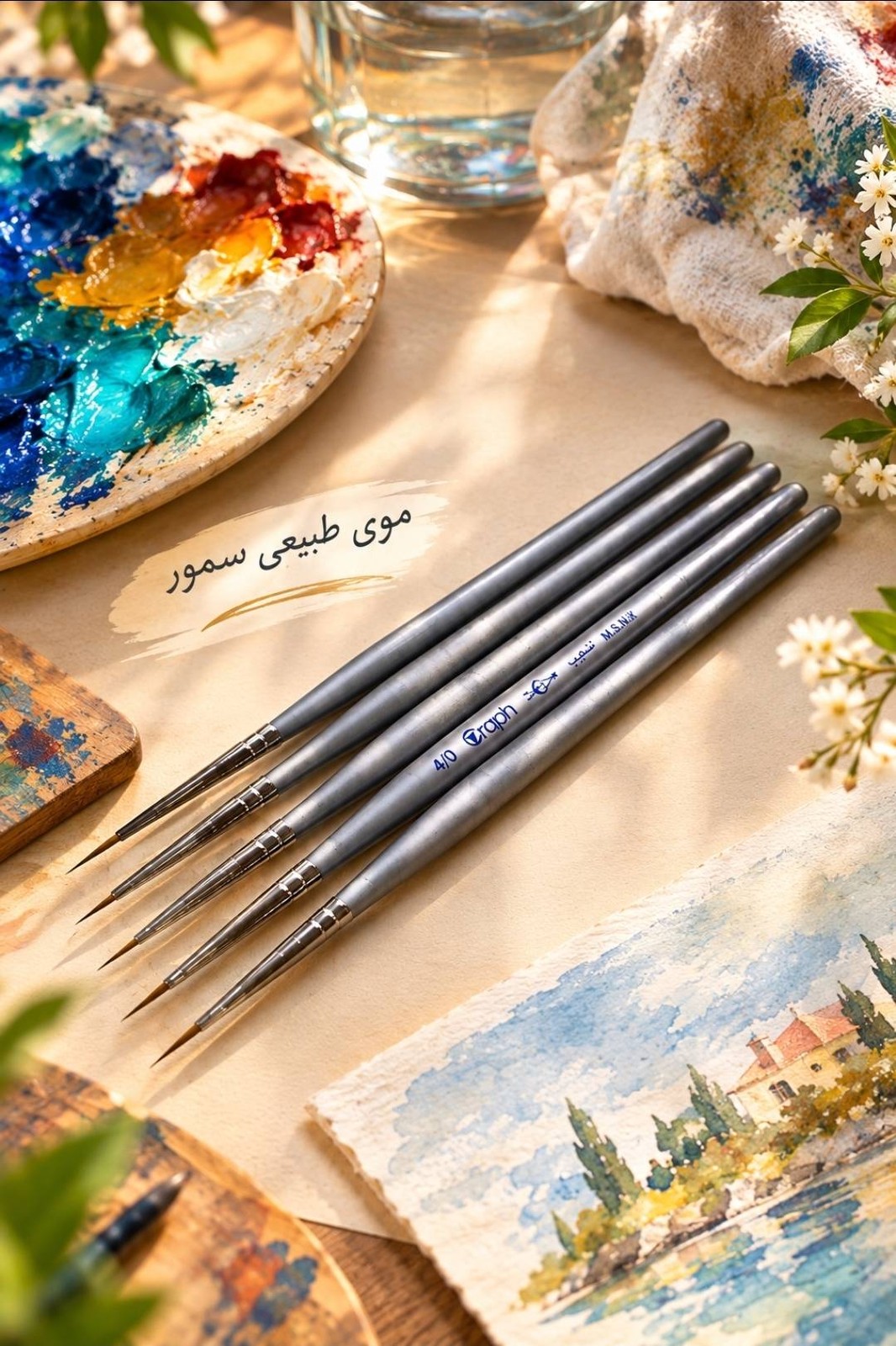 قلموی گرد گراف با موی طبیعی سمور