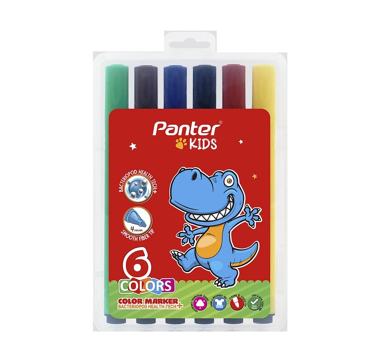 ماژیک رنگ آمیزی 6 رنگ پنتر panter جعبه طلقی