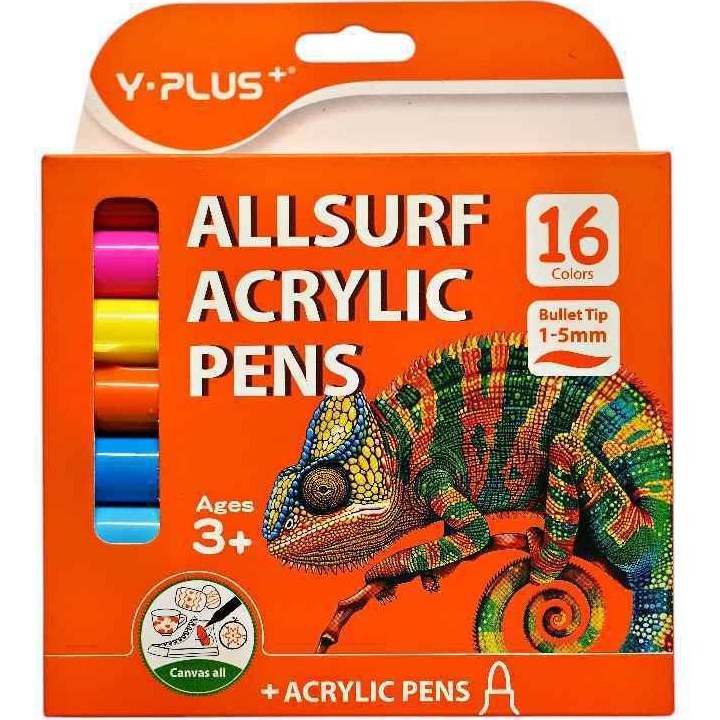 ماژیک اکریلیک 16 رنگ مدل AP240110 وای پلاس Y.PLUS