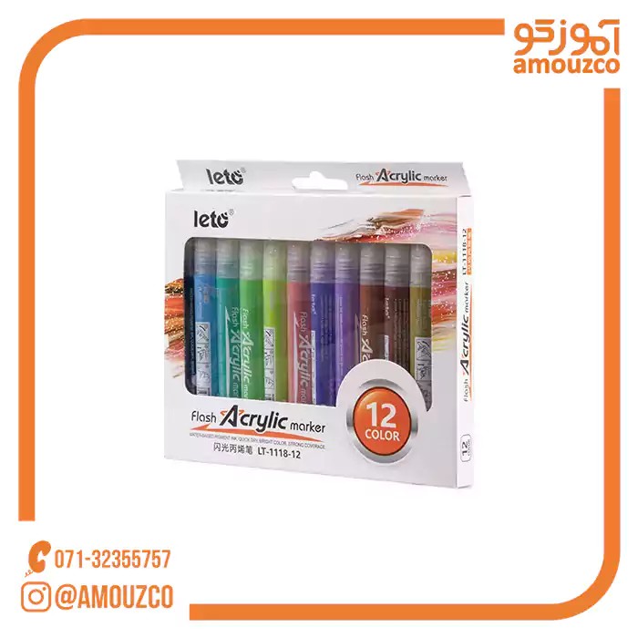 ماژیک اکریلیک 12 رنگ Leto