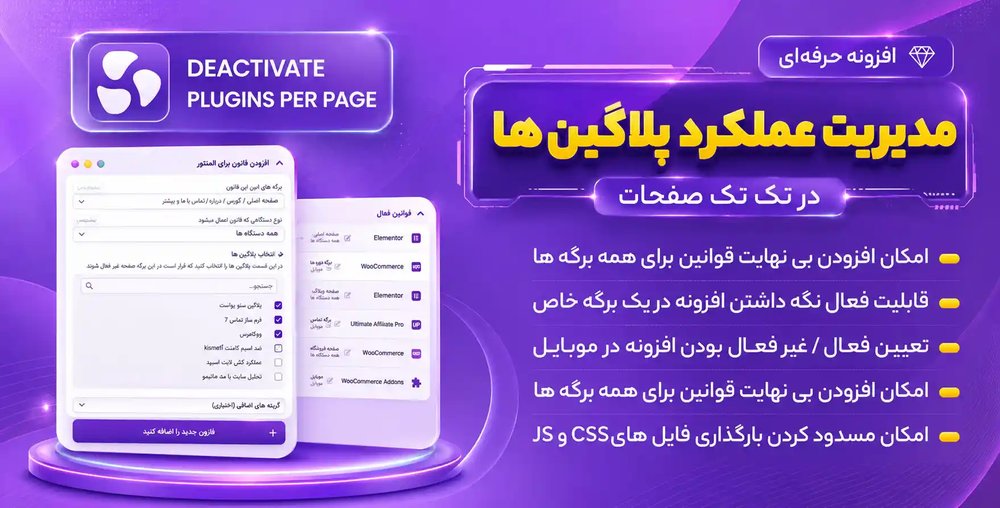 افزونه Deactivate Plugins Per Page | مدیریت عملکرد پلاگین ها در تک تک صفحات