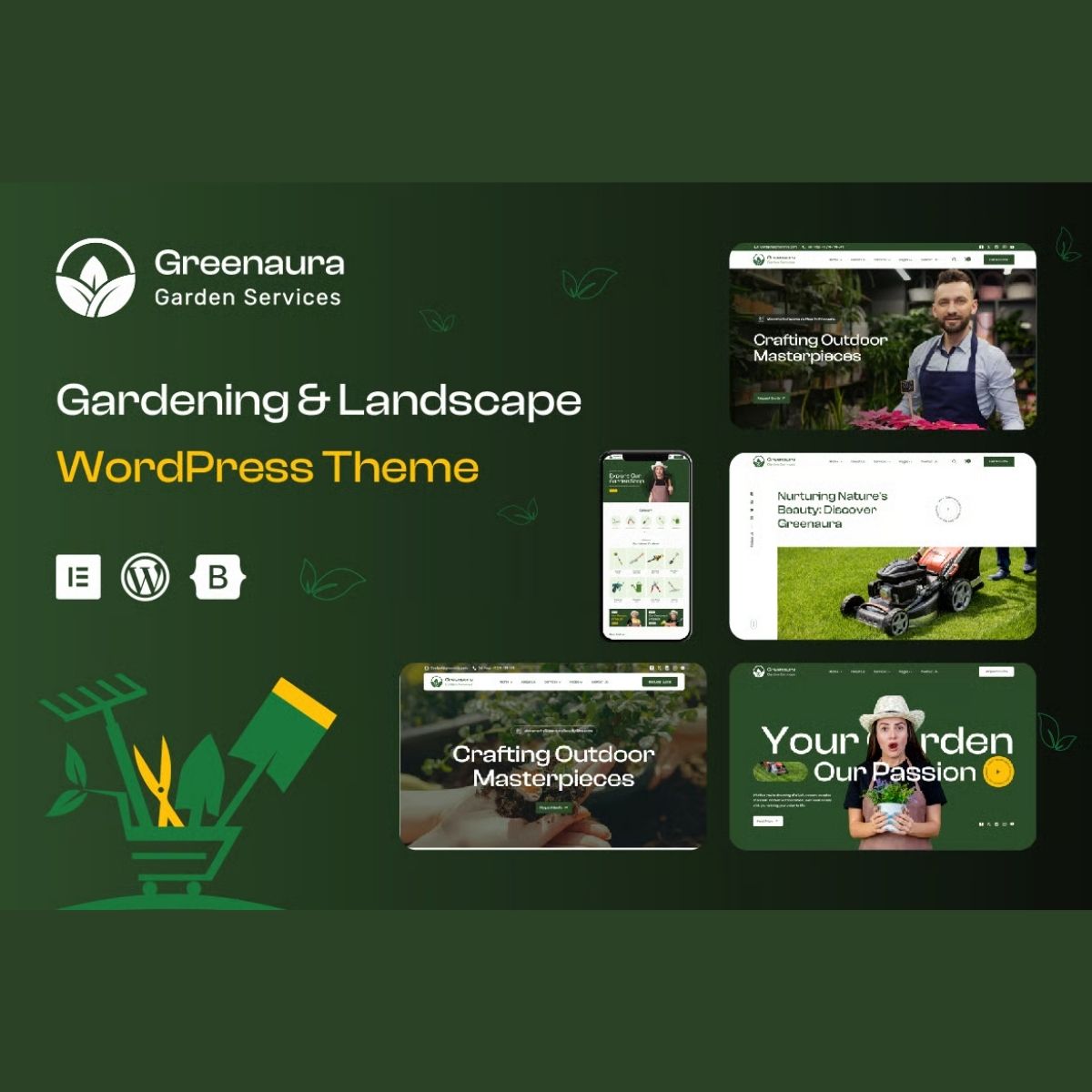 قالب وردپرس گلکاری و فضای سبز گرین آئورا | پوسته Greenaura
