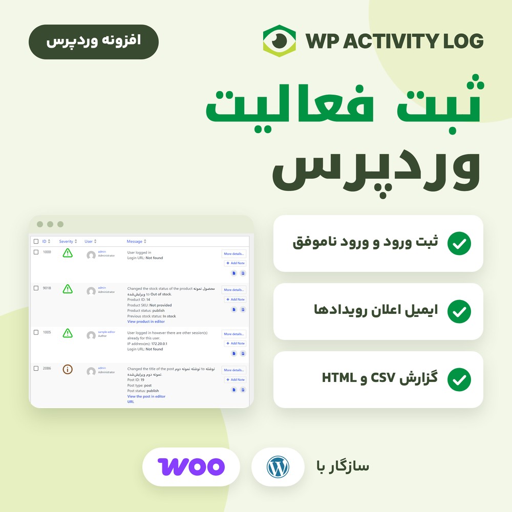 افزونه ثبت و مانیتورینگ فعالیت وردپرس | پلاگین WP Activity Log