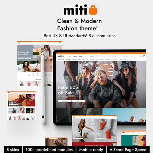 پوسته مد و فشن میتی برای المنتور و ووکامرس | قالب Miti