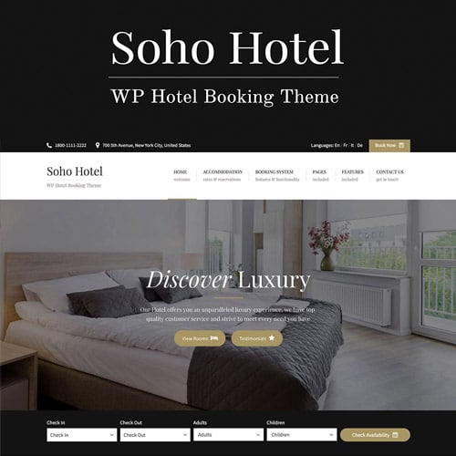 قالب وردپرس هتل | Soho Hotel Booking