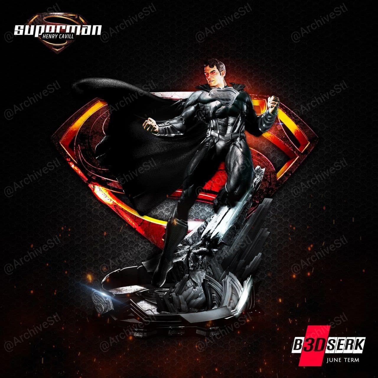 فایل سه‌بعدی B3DSERK – Superman Sculpture 395mm (Non Supported) – B3DSERK – Superman Sculpture 395mm