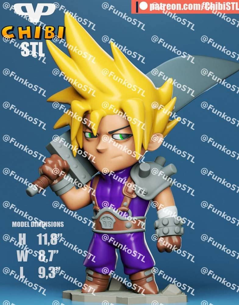 فایل سه‌بعدی 3DXM – Cloud Chibi – 3DXM – Cloud Chibi