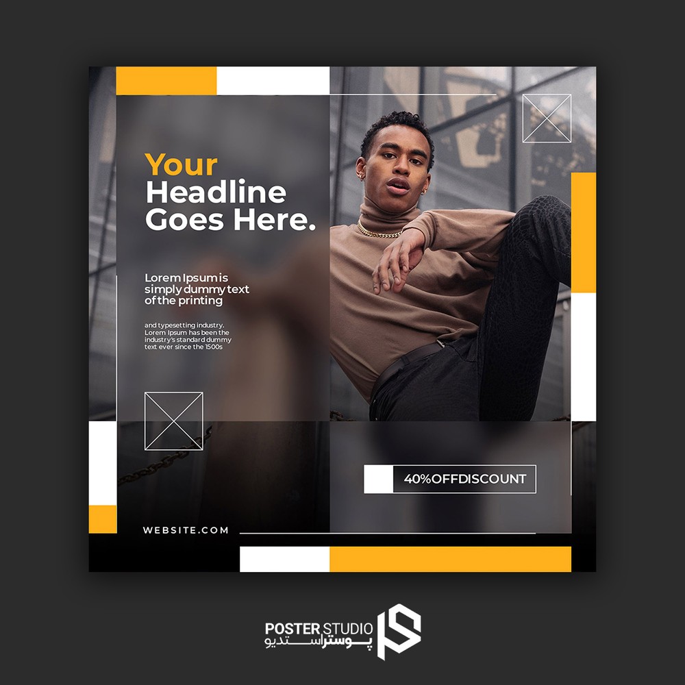 تمپلیت پست اینستاگرام blurred elegant simple social media instagram template (فایل لایه باز PSD فتوشاپ)