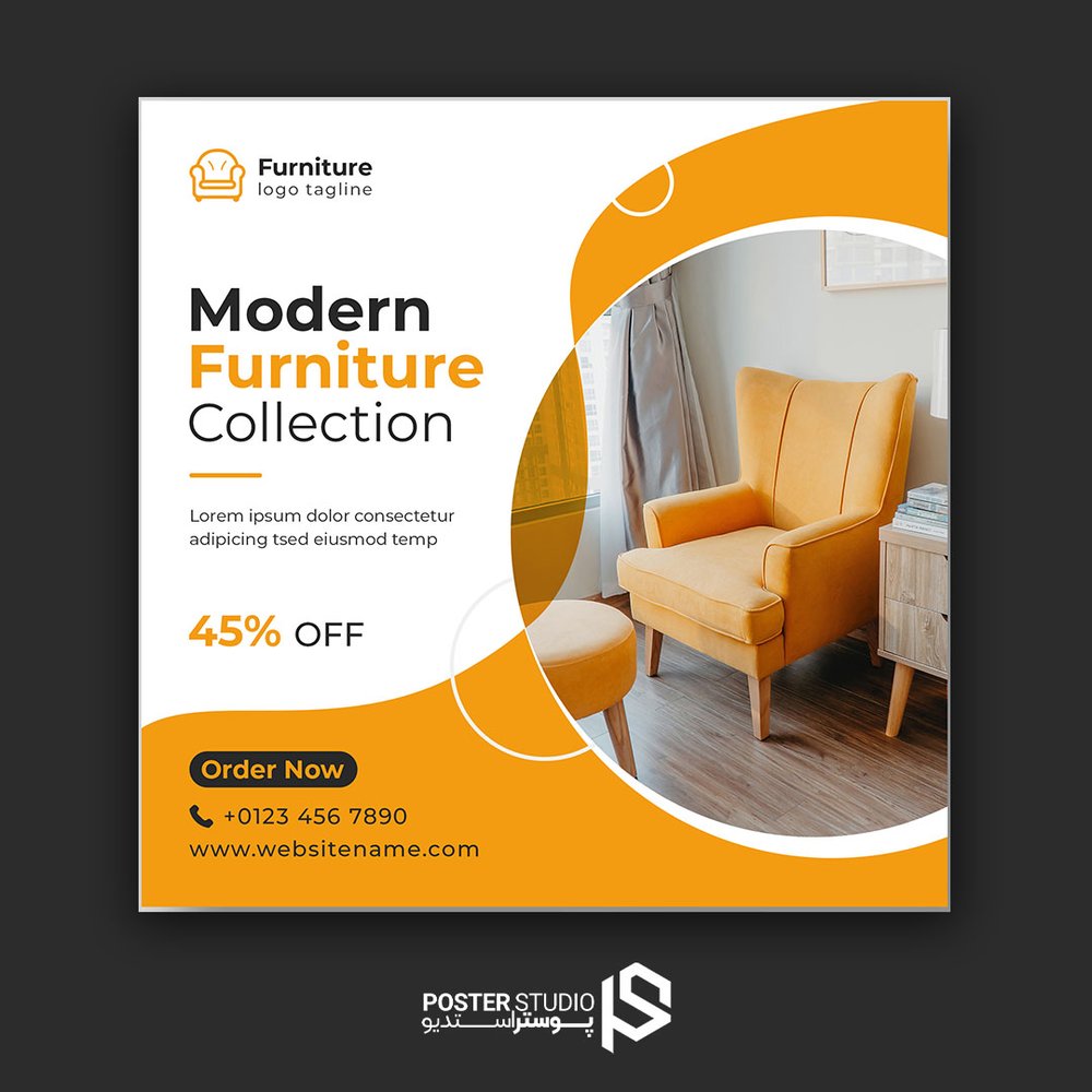 تمپلیت پست اینستاگرام urniture sale instagram post social media template (فایل لایه باز PSD فتوشاپ)