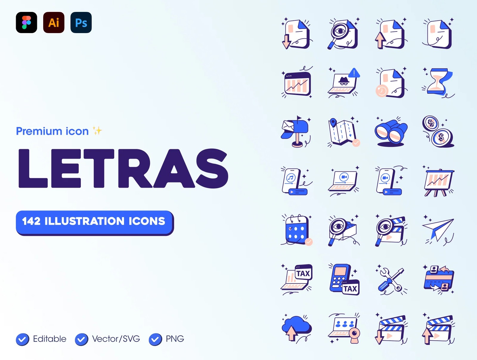دانلود LETRAS Unique Illustration Icon Pack