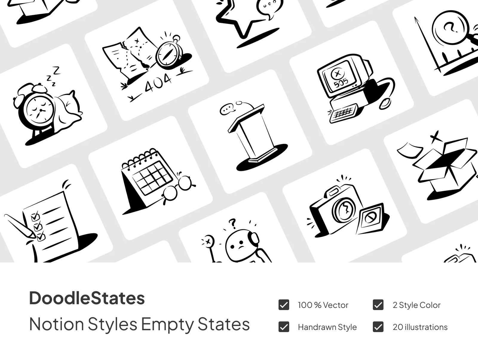 دانلود Doodle States – Notion Styles Empty States Illustrations
