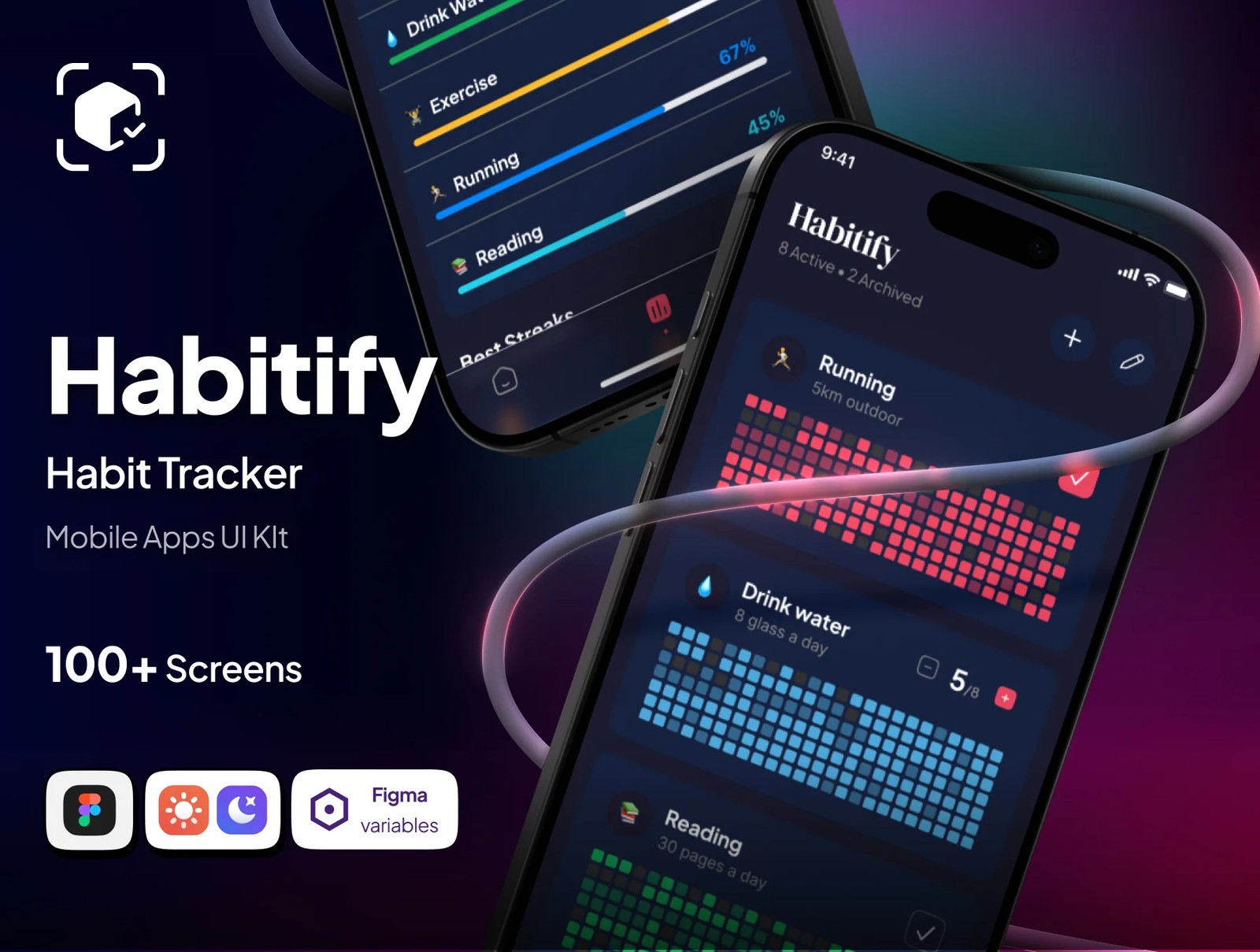 دانلود Habitify – Habit Tracker with Github-style Heatmaps – Mobile App UI Kit