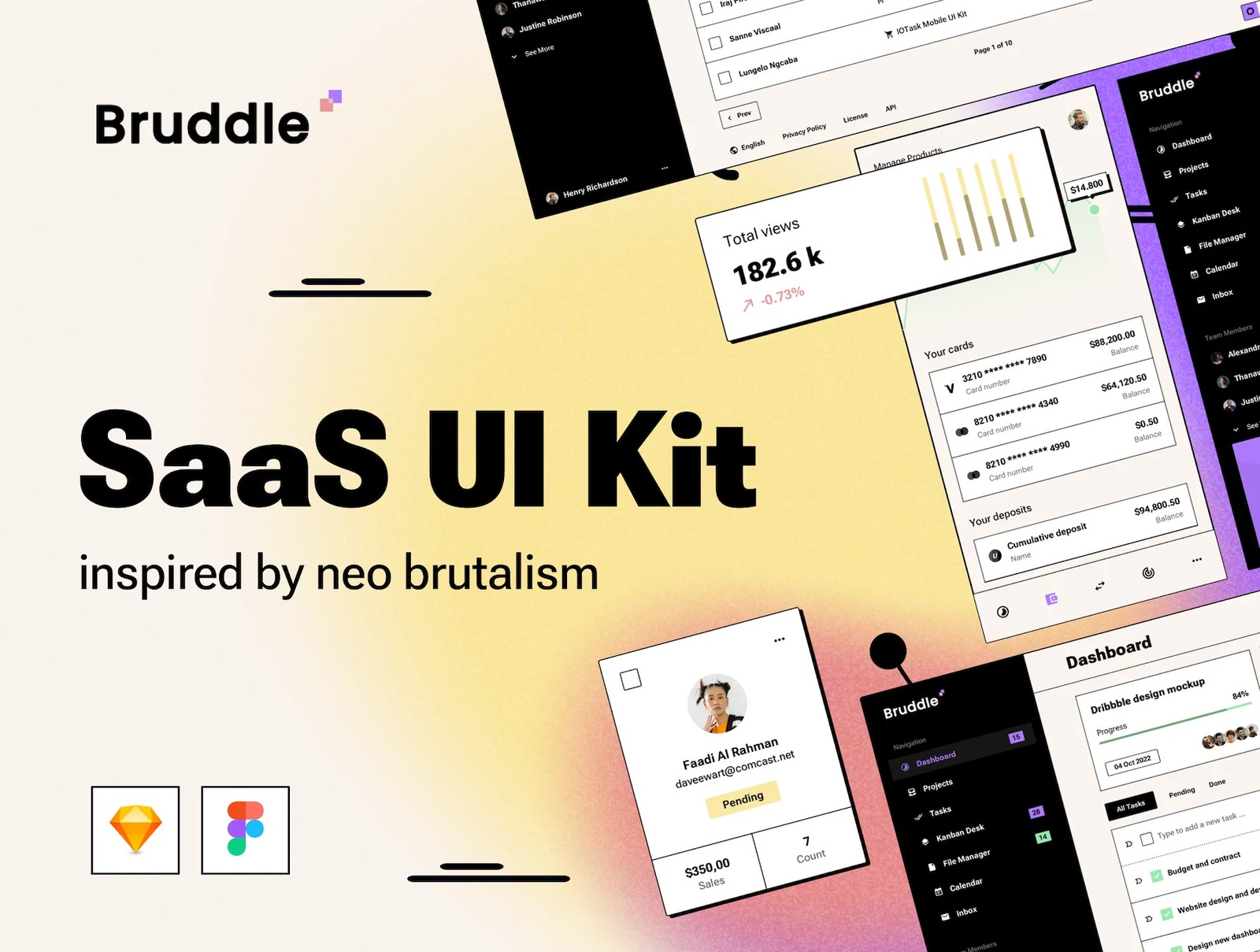 دانلود Bruddle – Neo brutalism UI kit for SaaS Dashboards
