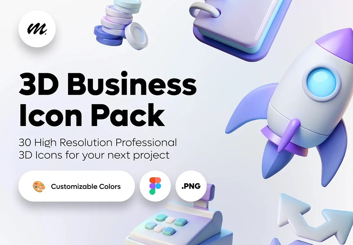 دانلود 30 3D Business Icon Pack