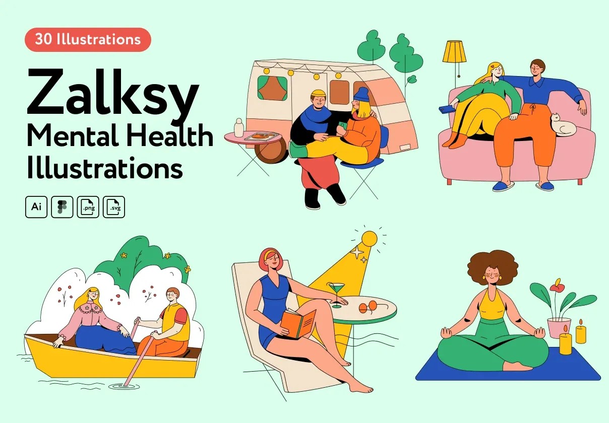دانلود Zalksy – Mental Health Illustrations