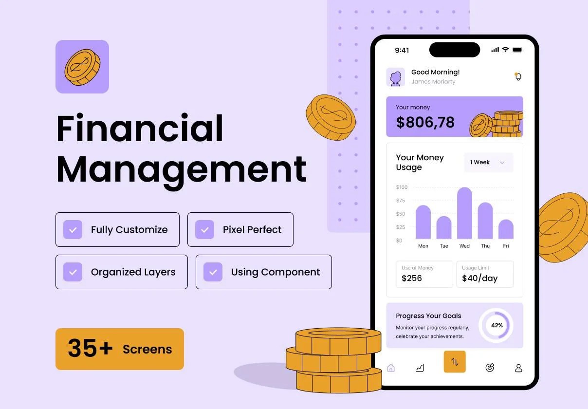 دانلود Money Management – Mobile App UI Kit