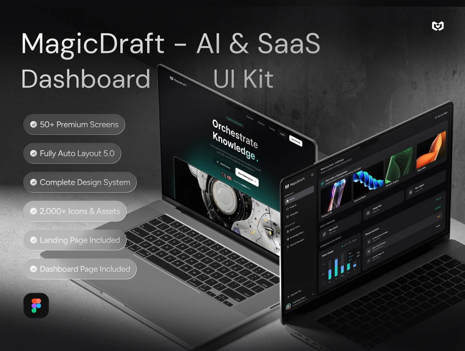 دانلود MagicDraft – AI & SaaS Dashboard UI Kit (Dark Mode)