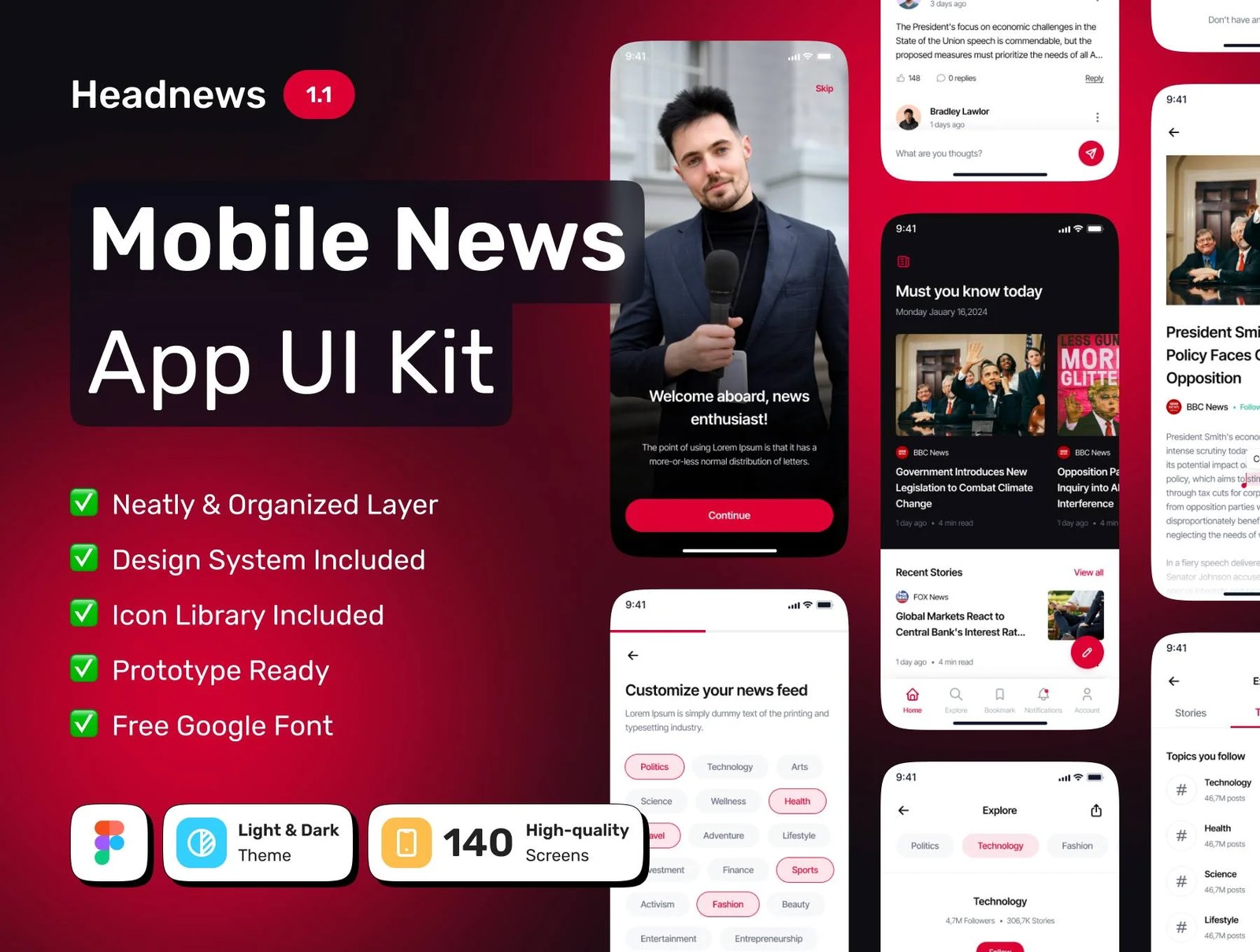 دانلود HeadNews – Mobile News App UI Kit