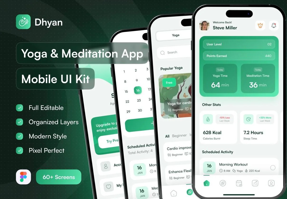 دانلود Dhyan – Yoga & Meditation UI Kit