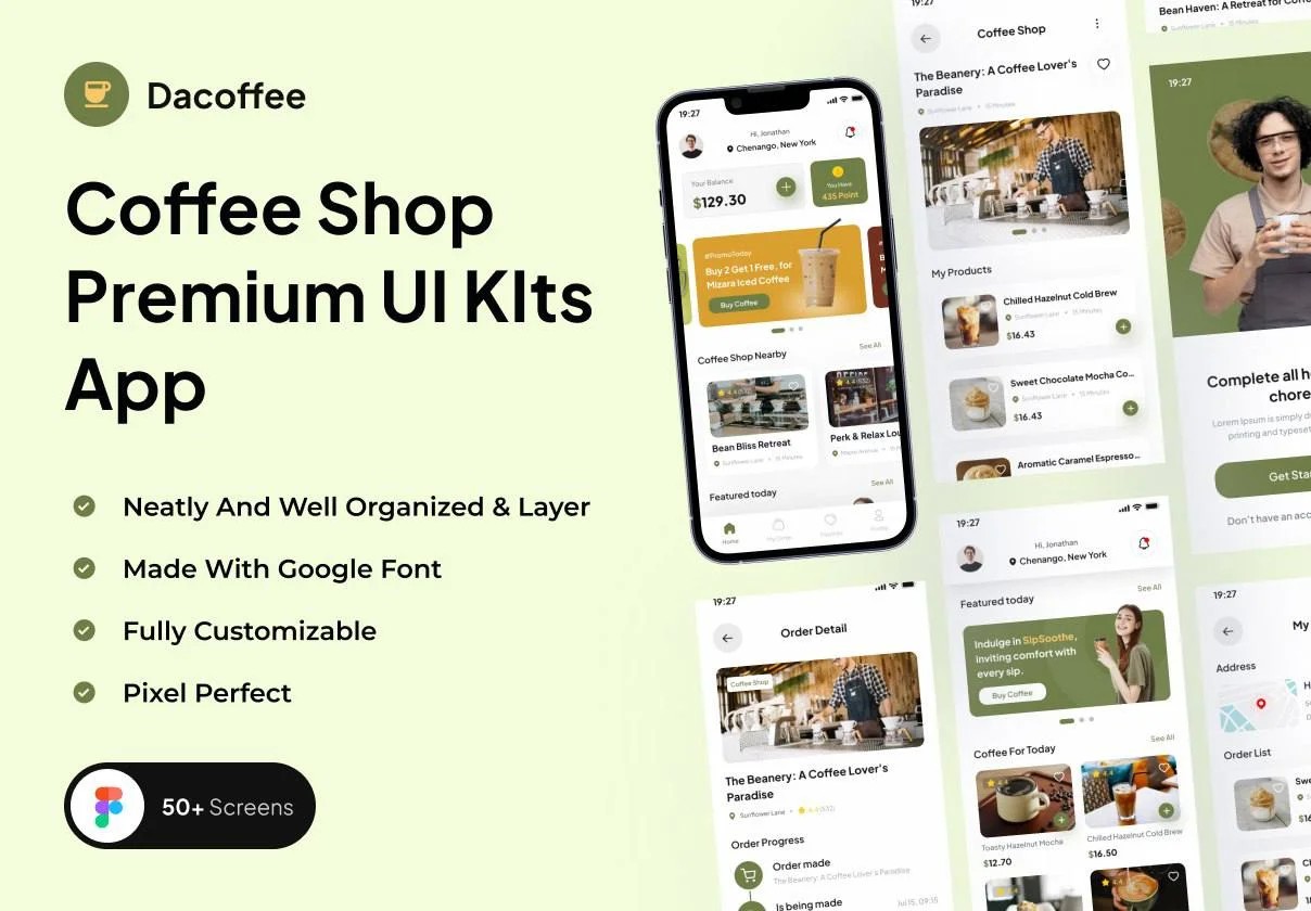 دانلود Dacoffee – Coffee Shop UI Kit