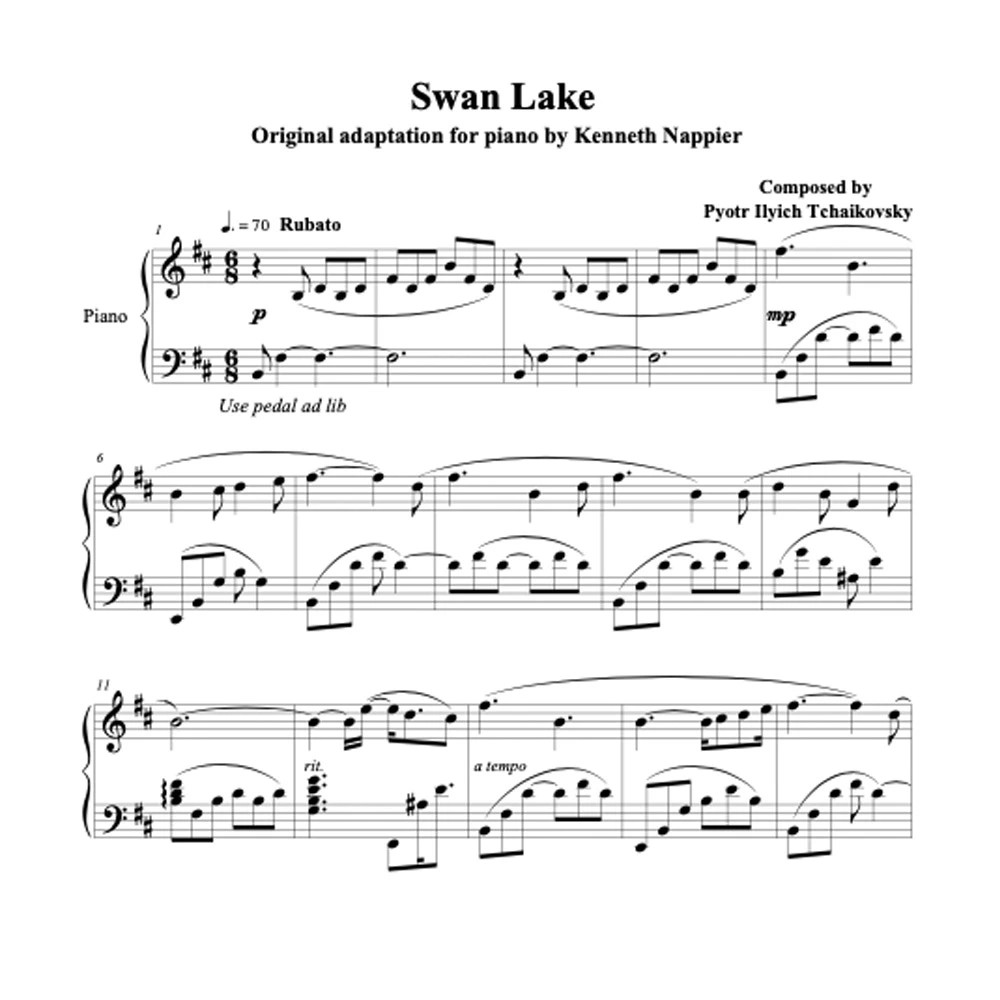 نت پیانو Swan lake اثر Tchaikovsky