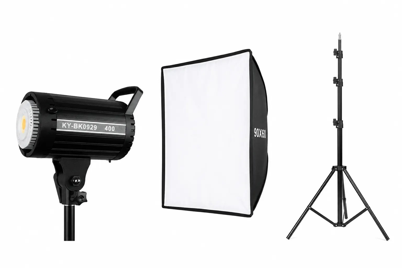 ویدیو لایت انسرمدلKY-BK۰۹۲۹ cob بدنه فلزی همراه با سه پایه و سافت باکسAnswer Video Light with Tripod and Softbox