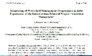 Monitoring of Watershed Management Programmes in India Experiences of the Indo-German Bilateral Project “Watershed Management