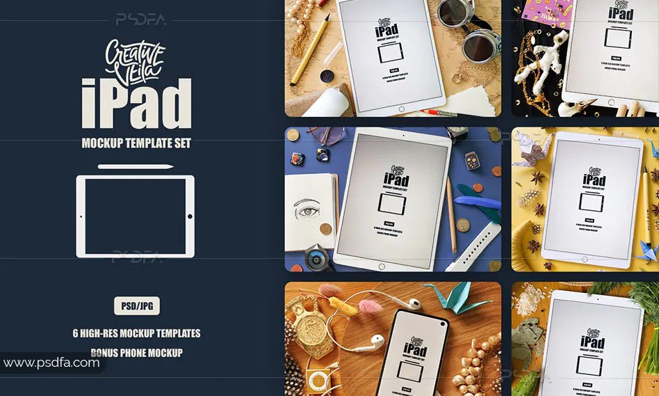 پیش نمایش و موکاپ تبلت آپد - iPad Mockup Scenes