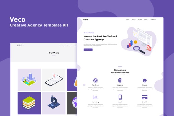 دانلود Veco – Creative Agency Template Kit برای المنتور