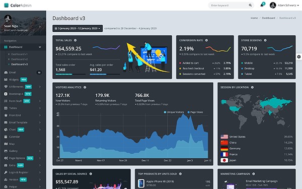 دانلود قالب مدیریتی Color Admin