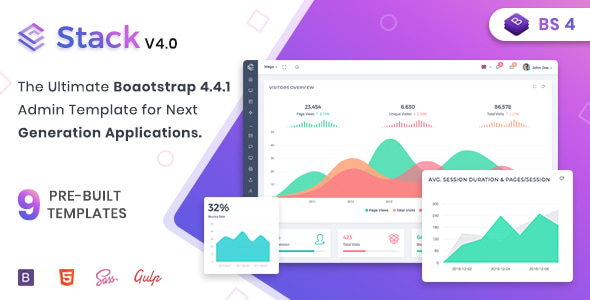 دانلود قالب Stack – قالب HTML مدیریتی Bootstrap 4 و Angular