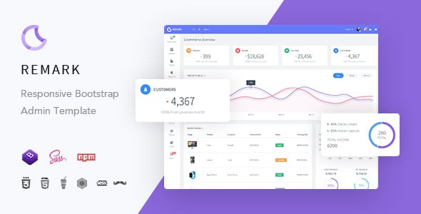 دانلود قالب Remark – قالب مدیریتی Bootstrap 4
