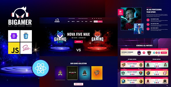 دانلود قالب React Js گیمینگ Bigamer