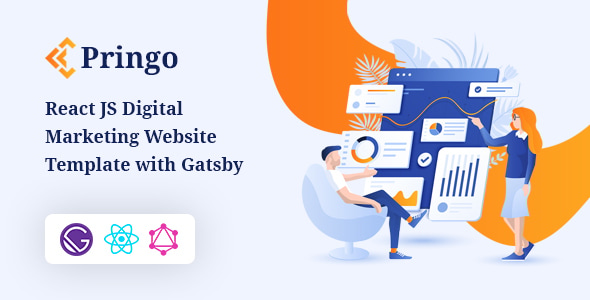 دانلود قالب React JS گتسبی بازاریابی Pringo