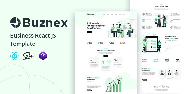 دانلود قالب React JS شرکتی Buznex